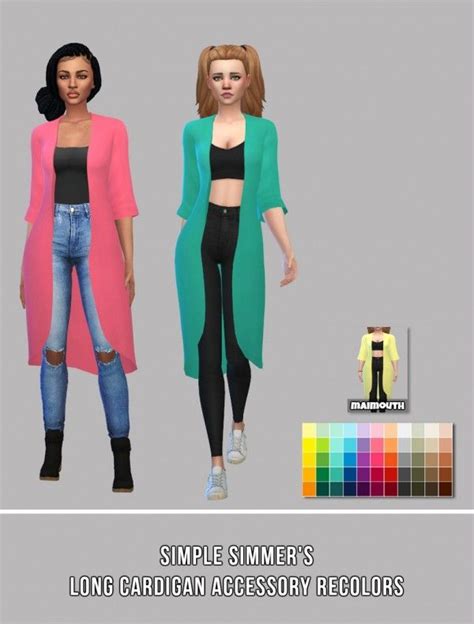 Simsworkshop Long Acc Cardigan Recolors By Maimouth Sims 4 Downloads