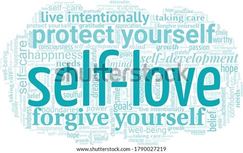 Selflove Word Cloud Isolated On White Immagine Vettoriale Stock
