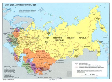 Large Detailed Administrative Divisions Map Of Soviet Union 1984