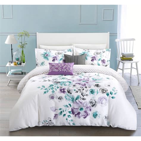 Chic Home Aylett Lavender Floral Reversible 5 Piece Comforter Set King