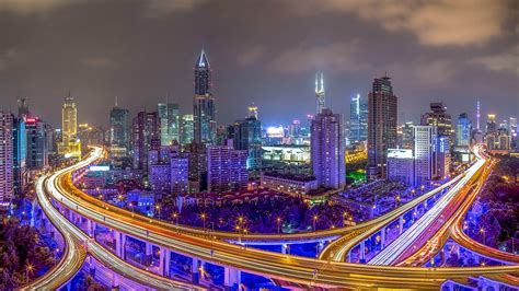 Shanghai China Nanpu Bridge Night Photography 4k Ultra Hd Wallpaper For