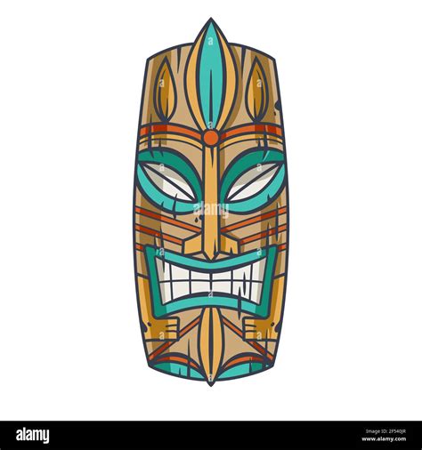 Trendy Hawaii Tiki Mask Or Face Idol Ethnic Totem Stock Vector Image And Art Alamy