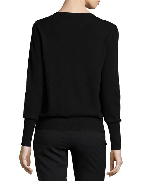 Mag By Magaschoni Cashmere Embellished Keyhole Sweater