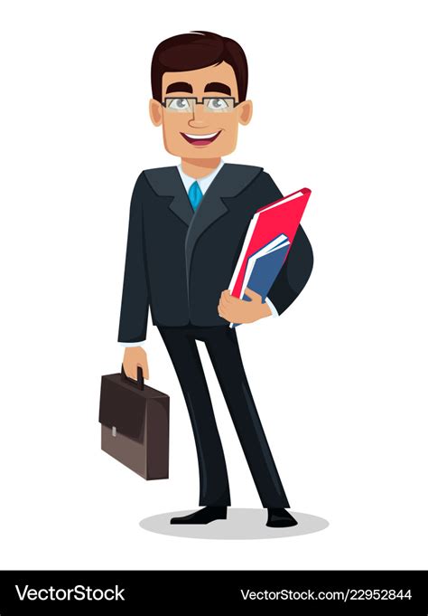 Business Man Cartoon Character In Formal Suit Vector Image