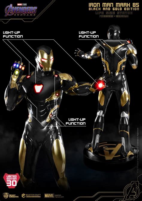 Life Size Iron Man Mark 85 Black And Gold Suit Debuts From Beast Kingdom