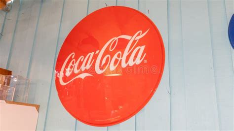 Coca Cola Red Round Advertisement Sign Logo And Text Brand Carbonated