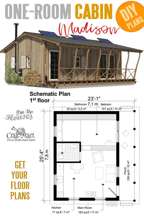 We sell plans and blueprints online that can be viewed immediately. One Room Cabin Plans Madison | One room cabins, Cabin ...