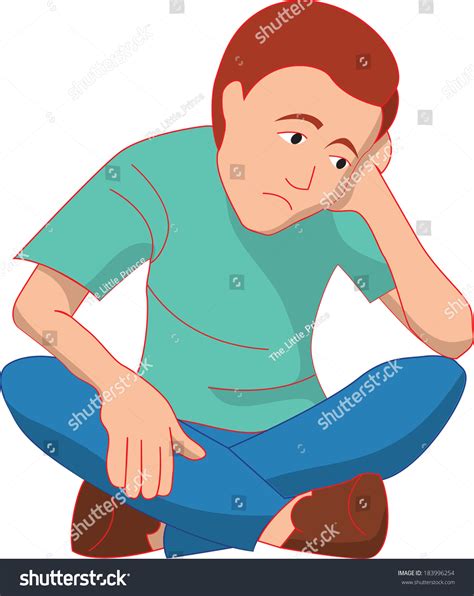 Vektor Stok Sad Man Sitting On Floor Tanpa Royalti 183996254