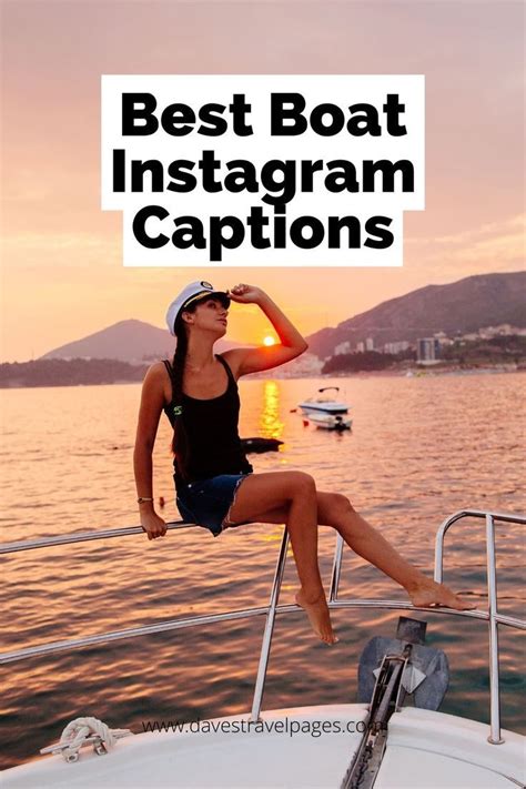 A Woman Sitting On The Bow Of A Boat With Text Overlay Reading Best Boat Instagram Captions