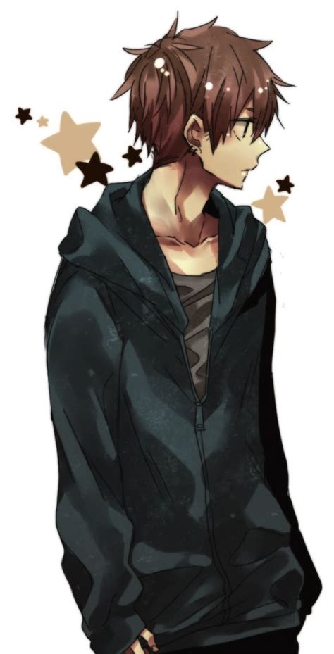 Boy With Brown Hair And Blue Hoodie Brown Hair Anime Boy Anime Brown