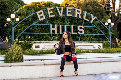 Maya Bijou Checking Out Beverly Hills Brunette High Heels Sign
