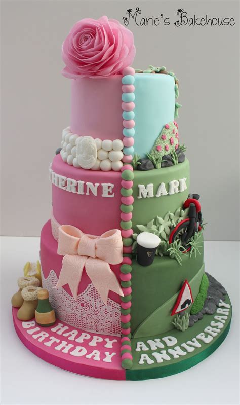 A Three Tiered Cake With Pink Green And Blue Frosting