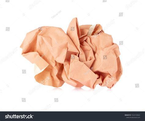 Crumpled Piece Nude Color Paper Isolated Stock Photo 1524155822