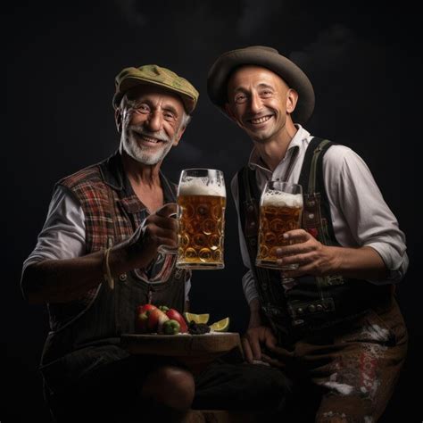 premium ai image cheers to oktoberfest capturing the essence of two men enjoying a beer in the