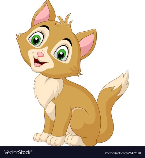 Smiling Cat Cartoon Isolated On White Background Vector Image