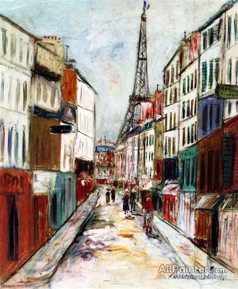 Maurice Utrillo Rue Saint Doinique And The Eiffel Tower Oil Painting