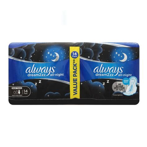 purchase always dreamzzz all night maxi thick extra long night pads 14 pads value pack online
