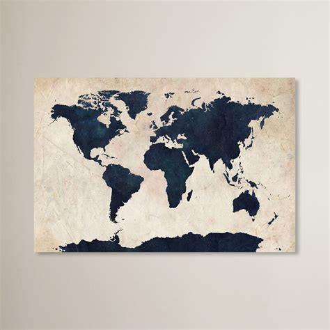 World Map Navy Framed Graphic Art Print On Canvas And Reviews Joss And Main