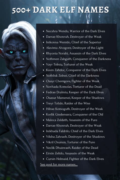 500 Dark Elf Names Master List Generator 🧝 Imagine Forest Elf