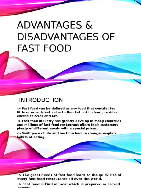 Advantages And Disadvantages Of Fast Food Pdf Fast Food Fast Food