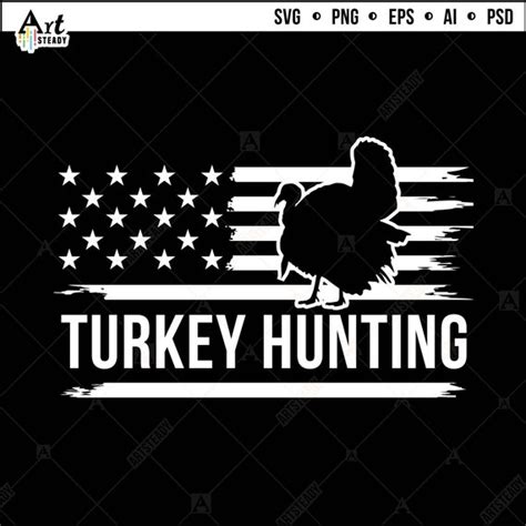 Turkey Hunting Svg Files Vintage Graphic Usa America Flag Etsy