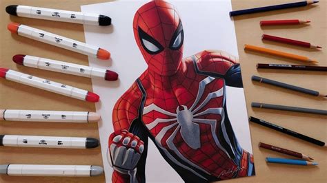 Speed Drawing Spider Man Ps4 Youtube