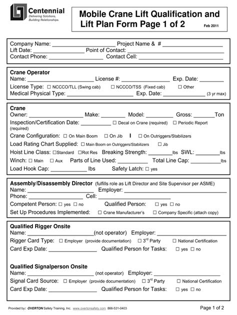 Critical Lift Plan Template 2011 2024 Form Fill Out And Sign