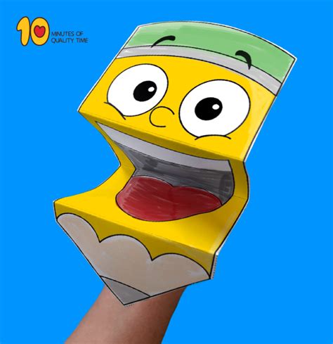 Pencil Paper Hand Puppet Template 10 Minutes Of Quality Time