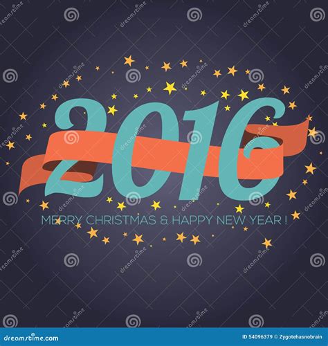 Happy New Year 2016 Ribbon With Stars Stock Vector Illustration Of