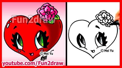Simple drawing ideas and tutorials for valentine's day cartoons and drawings. How to Draw Easy Things - Heart with Rose - Fun2draw ...