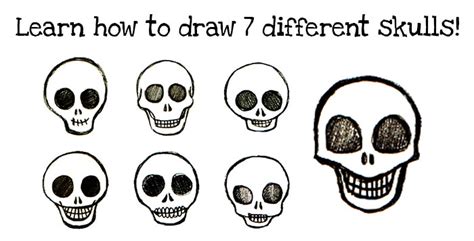 How To Draw Skulls Easy Step By Step Instructions For Drawing Seven