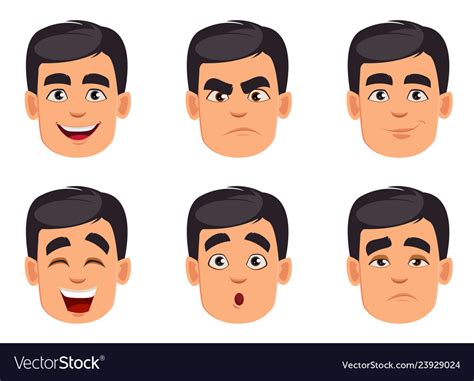 Male Emotions Set Pack Of Facial Expressions Vector Image
