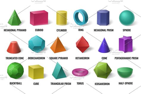 Realistic 3d Color Basic Shapes Basic Shapes Objects Design Shapes