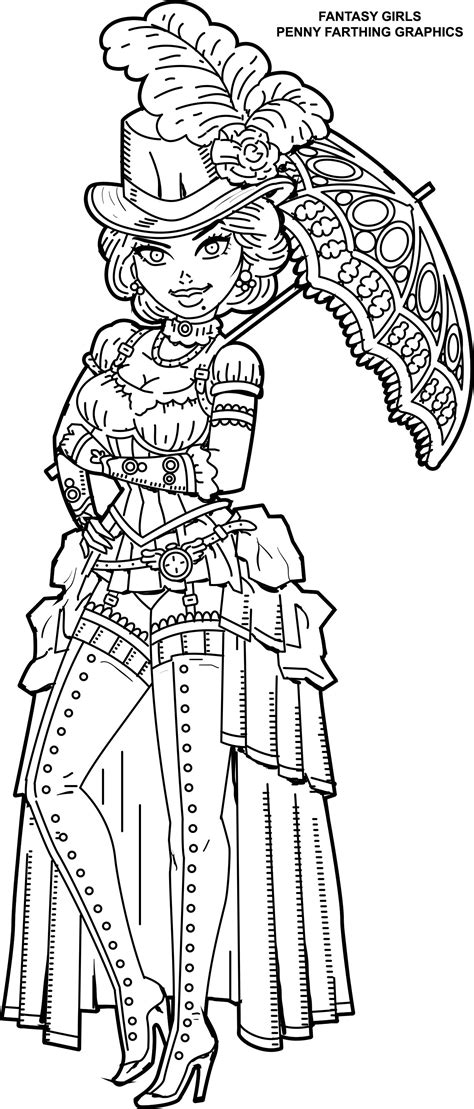 5 out of 5 stars. Steampunk Coloring Page from Fantasy Girls: Femme Fatales ...