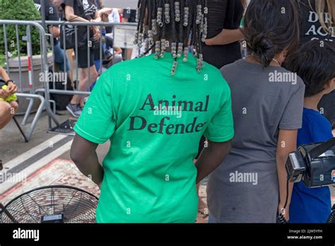 NEW YORK, NY - AUGUST 27, 2022: Hundreds of animal rights activists