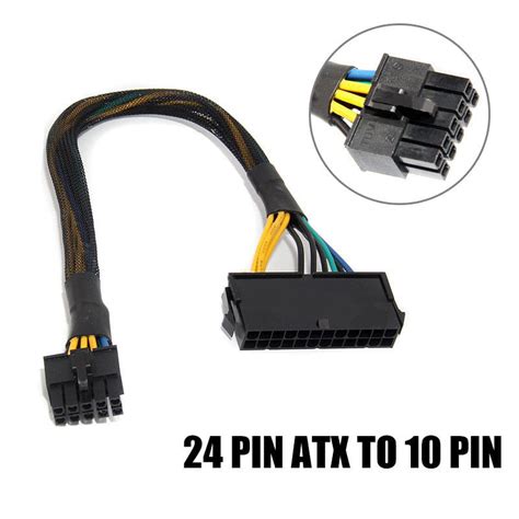 24 Pin To 10 Pin Atx Psu Main Power Adapter Braided Sleeved Cable For