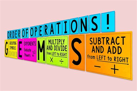 My Math Resources Gems Order Of Operations Bulletin Board Poster Order Of Operations Math
