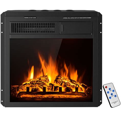 Costway 18 Electric Fireplace Insert Freestanding And Recessed Heater Log Flame Remote