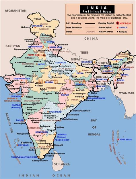 India Political Map With States Political Map Of India With States