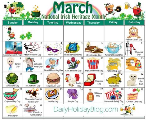March Calendar Daily Holidays Art Class Ideas Ep2 Holid