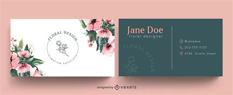 floral business card template watercolor vector download