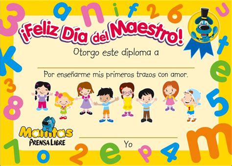 Mi Escuela Divertida Diplomas Para El Día Del Maestro Día De Los