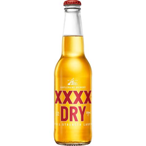 Xxxx Dry Full Strength Lager Bottle 330ml Woolworths