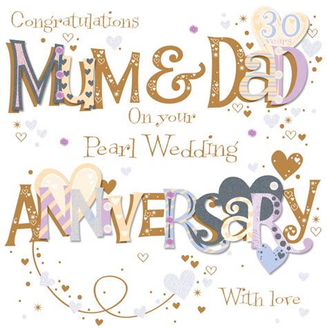 Surprise your mother and father by sending a creative marriage anniversary gift. Mum & Dad Pearl 30th Wedding Anniversary Greeting Card ...