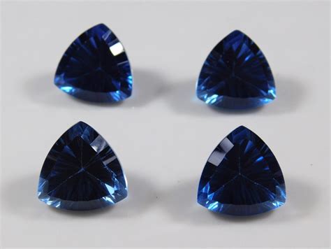 Blue Sapphire Doublet Quartz Faceted Gemstone Trillion Shape Etsy