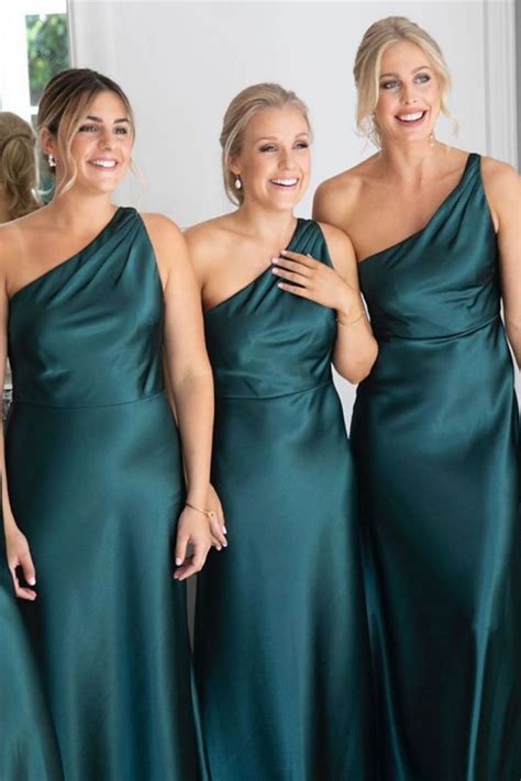 Gorgeous One Shoulder Emerald Long Bridesmaid Dresses From Sugerdress