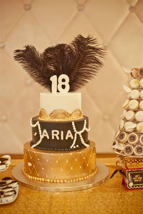 18th Birthday Debut Gatsby Cake Gold Theme Glam Cake Feather Cake
