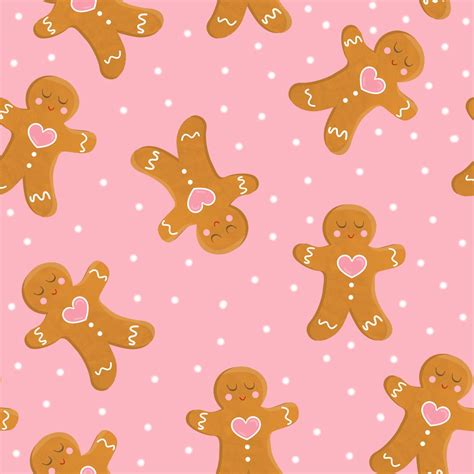 Gingerbread Man Christmas Pattern Illustration Cute Christmas