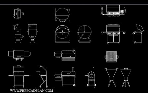 Grilling utensils and bbq supplies. barbecue grill DWG cad block DOWNLOAD ,autocad - free cad plan