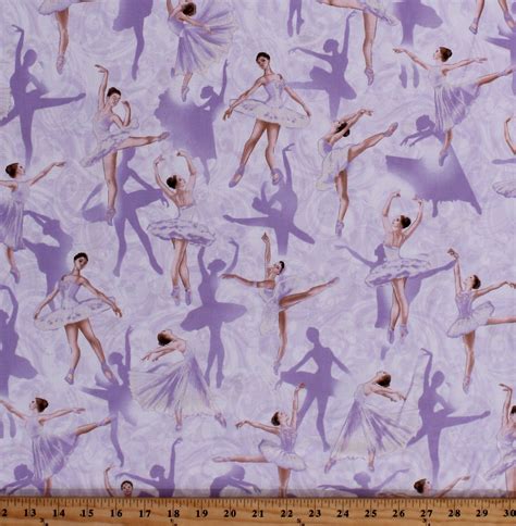 cotton ballet dancers prima ballerinas girls purple lilac cotton fabric print by the yard 9835p